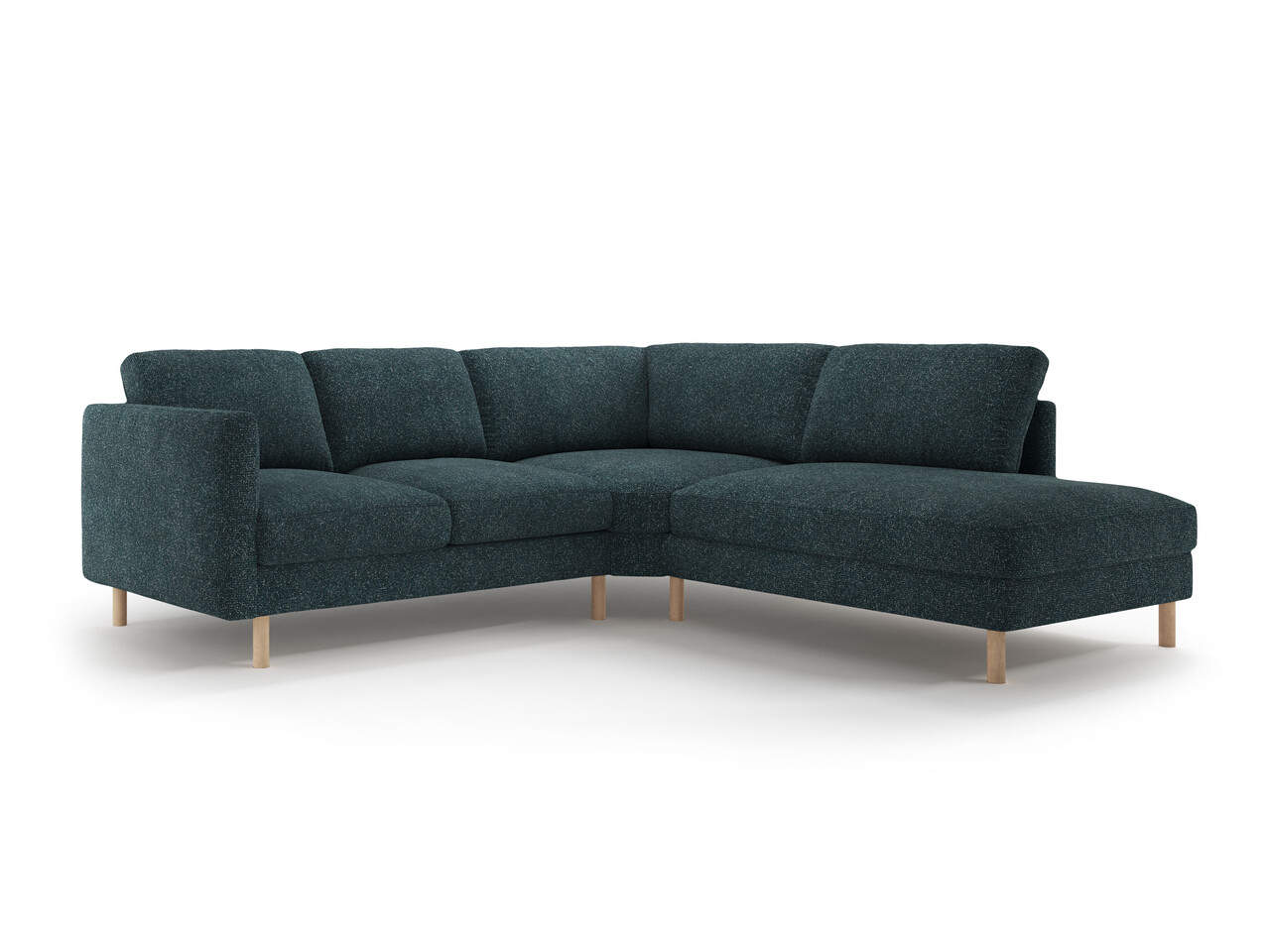 Coltar dreapta 4 locuri, Eden, Micadoni Home, 267x234x90 cm, tesatura structurata, verde albastrui melanj - imagine 6